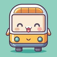 a cartoon bus with a smile on its fa vector
