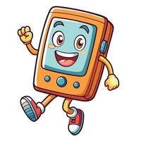 cartoon character of a smart phone running illustration vector
