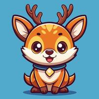 cute deer cartoon character illustration on a white background vector