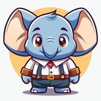 cartoon elephant in a suit and tie on a white background vector