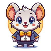 a cartoon mouse in a suit and bow tie on a white background vector