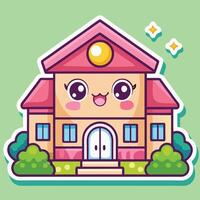 a cartoon house with a smiley face on it on a white background vector