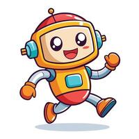 cartoon robot running on a white background illustration on a white background vector