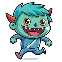cartoon monster running v illustration vector