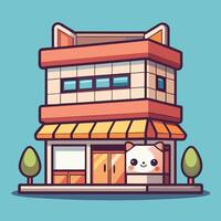 a cartoon building with a cat on top vector