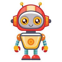 cute robot illustration white background on a white background vector