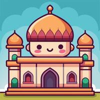 a cartoon building with a man in the middle vector