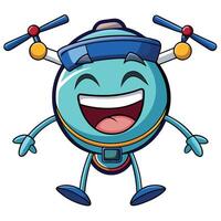 a cartoon blue robot with a smile on its face vector
