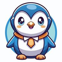 a cartoon penguin wearing a tie and tie on a white background vector