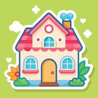 a cartoon house with a windows vector