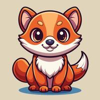 cartoon fox white background vector