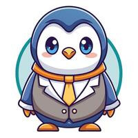 a cartoon penguin wearing a suit and tie on a white background vector