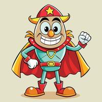 cartoon potato character with a cape and a star on his chest vector