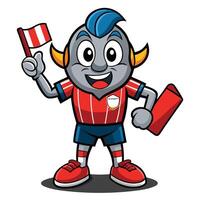 cartoon soccer referee mascot illustration with simple gradients on white background vector