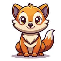 cartoon fox sitting on the ground on a white background vector