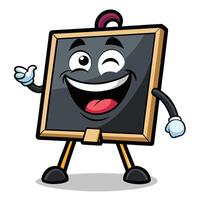 blackboard character with arms and legs holding up a pointer vector