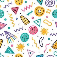 seamless pattern with colorful shapes and lines on a white background vector