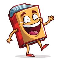 cartoon book character running vector