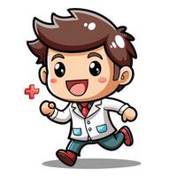 doctor running with on a white background vector