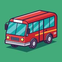 a red bus on a green background on a white background on a white background vector