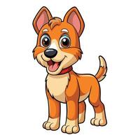 cartoon dog with a red collar standing and smiling vector
