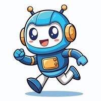 a cartoon robot running with headphones on vector