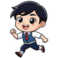 cartoon boy running with on a white backgroundrt vector