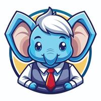 an elephant wearing a tie and suit on a white background vector