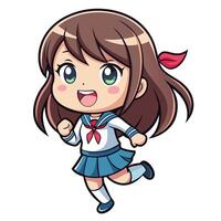 a cartoon girl in a sailor on a white background vector