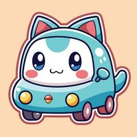 a cute cartoon car on a white backgroun on a white backgroundwith eyes and a smile on a white background vector