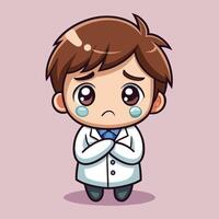 a cartoon doctor with a sad face on a white background vector