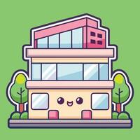 a cartoon building with a smiley face vector