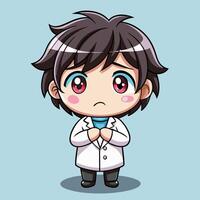 doctor boy in a lab coat on a white background vector