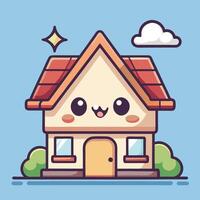 a cute house with a roof and windows on a white background vector