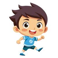 a cartoon boy running with a soccer ball vector