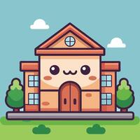a cartoon building with a face and a smile vector