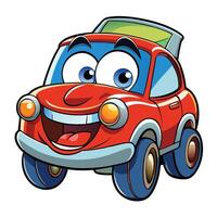 cartoon car with happy face illustration on a on a white background white background vector