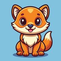 cute fox kawaii illustration on a white background vector
