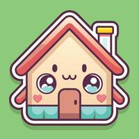 a cute house sticker with a heart on it on a white background vector