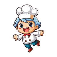 a cartoon chef character running and smiling vector