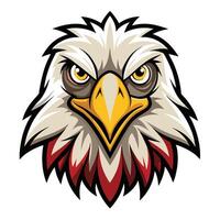 an eagle head with a red beak and yellow feathers illustration vector