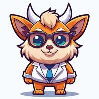 a cartoon fox wearing glasses and a tie vector
