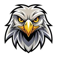 an eagle head with yellow eyes and a big beak vector