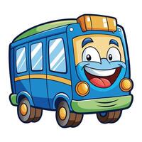 cartoon bus with happy face illustration on a white back on a white backgroundground vector