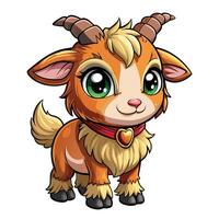 a cartoon goat with horns and a red collar vector