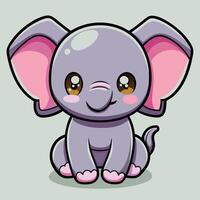 a cute elephant with big eyes and pink ears vector