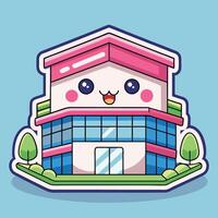 a cartoon building with a face and eyes vector