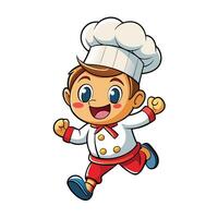 cute cartoon chef running with a smile vector