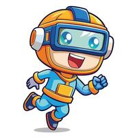 cartoon astronaut running goggles on vector