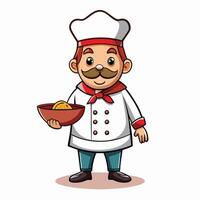 chef with a bowl of food cartoon character vector